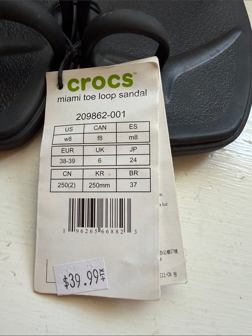 Crocs Miami Toe Loop Sandals Women’s 8 Black Platform Comfort NWT Like New - Picture 7 of 7